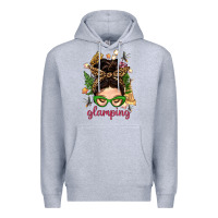 Heather Grey Glamping Messy Bun With Glamping Camp Tent Bbs Premium Hoodie - BundleAndBundleShop