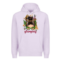 Lilac Glamping Messy Bun With Glamping Camp Tent Bbs Premium Hoodie - BundleAndBundleShop