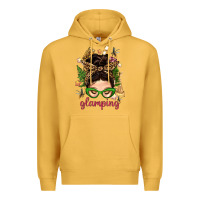 Mustard Glamping Messy Bun With Glamping Camp Tent Bbs Premium Hoodie - BundleAndBundleShop
