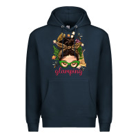 Navy Glamping Messy Bun With Glamping Camp Tent Bbs Premium Hoodie - BundleAndBundleShop
