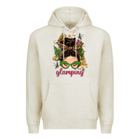 Oatmeal Heather Glamping Messy Bun With Glamping Camp Tent Bbs Premium Hoodie - BundleAndBundleShop