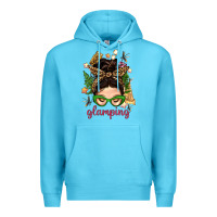Ocean Blue Glamping Messy Bun With Glamping Camp Tent Bbs Premium Hoodie - BundleAndBundleShop