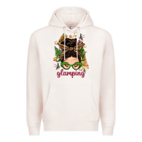 Pale Pink Glamping Messy Bun With Glamping Camp Tent Bbs Premium Hoodie - BundleAndBundleShop