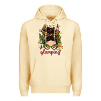 Pina Colada Glamping Messy Bun With Glamping Camp Tent Bbs Premium Hoodie - BundleAndBundleShop