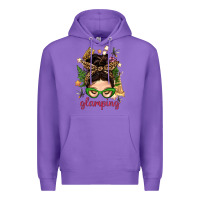 Purple Glamping Messy Bun With Glamping Camp Tent Bbs Premium Hoodie - BundleAndBundleShop