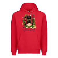 Red Glamping Messy Bun With Glamping Camp Tent Bbs Premium Hoodie - BundleAndBundleShop
