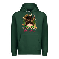 Sports Green Glamping Messy Bun With Glamping Camp Tent Bbs Premium Hoodie - BundleAndBundleShop