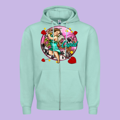 Cupid With Arrows And Stars Zipper Hoodie Designed By Adodesignshop