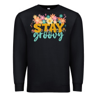 Black stay groovy Premium Sweatshirt - MaliasSmallBusiness