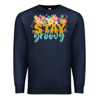 Navy stay groovy Premium Sweatshirt - MaliasSmallBusiness