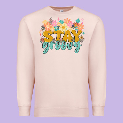 Stay Groovy Premium Sweatshirt Designed By Maliassmallbusiness