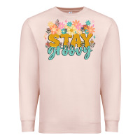 Pale Pink stay groovy Premium Sweatshirt - MaliasSmallBusiness
