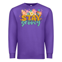 Purple stay groovy Premium Sweatshirt - MaliasSmallBusiness