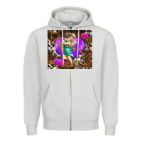 Dove Grey cupid and heart Zipper Hoodie - AdoDesignShop