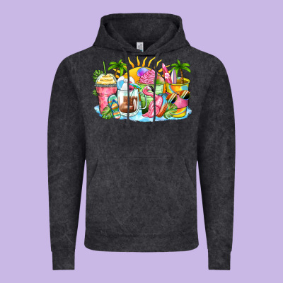 Beach Summer Coffee Cups Vintage Hoodie Designed By Zillion Design Studio