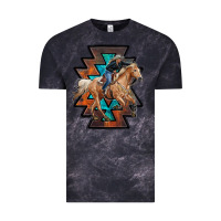 Cloud Black cowgirl with aztec Vintage Tee - RanaPortraitStore