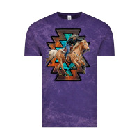 Cloud Purple cowgirl with aztec Vintage Tee - RanaPortraitStore