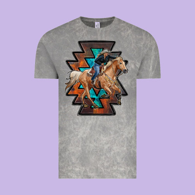 Cowgirl With Aztec Vintage Tee Designed By Ranaportraitstore
