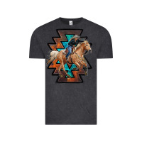 Vintage Black cowgirl with aztec Vintage Tee - RanaPortraitStore