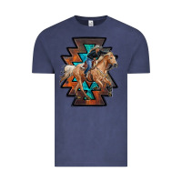 Vintage Denim cowgirl with aztec Vintage Tee - RanaPortraitStore