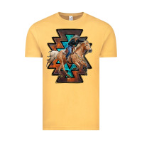 Vintage Mustard cowgirl with aztec Vintage Tee - RanaPortraitStore
