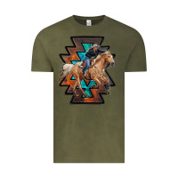 Vintage Olive cowgirl with aztec Vintage Tee - RanaPortraitStore