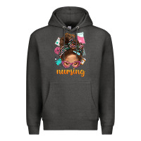 Charcoal Heather Messy Bun Nursing With Leopard Glasses Bbs Premium Hoodie - BundleAndBundleShop