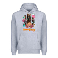 Heather Grey Messy Bun Nursing With Leopard Glasses Bbs Premium Hoodie - BundleAndBundleShop