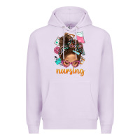 Lilac Messy Bun Nursing With Leopard Glasses Bbs Premium Hoodie - BundleAndBundleShop