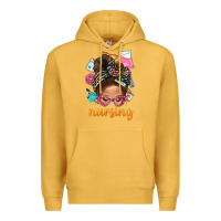 Mustard Messy Bun Nursing With Leopard Glasses Bbs Premium Hoodie - BundleAndBundleShop