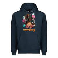 Navy Messy Bun Nursing With Leopard Glasses Bbs Premium Hoodie - BundleAndBundleShop