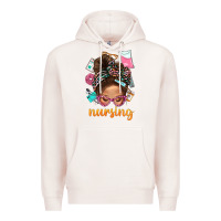 Pale Pink Messy Bun Nursing With Leopard Glasses Bbs Premium Hoodie - BundleAndBundleShop