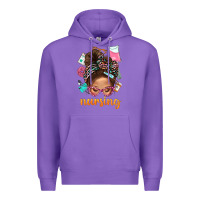 Purple Messy Bun Nursing With Leopard Glasses Bbs Premium Hoodie - BundleAndBundleShop