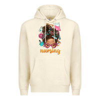 Sandshell Messy Bun Nursing With Leopard Glasses Bbs Premium Hoodie - BundleAndBundleShop