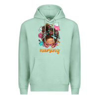 Seafoam Messy Bun Nursing With Leopard Glasses Bbs Premium Hoodie - BundleAndBundleShop