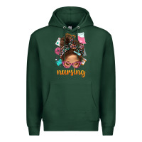 Sports Green Messy Bun Nursing With Leopard Glasses Bbs Premium Hoodie - BundleAndBundleShop