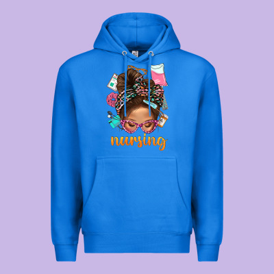 Messy Bun Nursing With Leopard Glasses Bbs Premium Hoodie Designed By Bundleandbundleshop