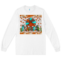 White thankful turkey Long Sleeve Tee - JahusDesignShop