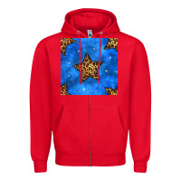 Red 4th of july leopard stars seamless pattern Zipper Hoodie - BundleAndBundleShop
