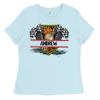 Baby Blue custom name race flag and race equipment Ladies Tee - AdoDesignShop