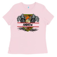 Bubblegum Pink custom name race flag and race equipment Ladies Tee - AdoDesignShop