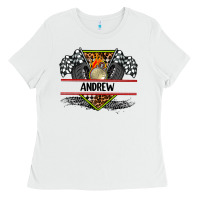 White custom name race flag and race equipment Ladies Tee - AdoDesignShop