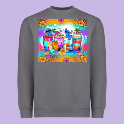 Stitch Summer Coffee Cups Heavyweight Sweatshirt Designed By Zillion Design Studio