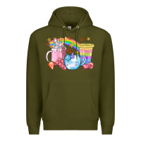 Army Green Unicorn Coffee Cup With Star Bbs Premium Hoodie - BundleAndBundleShop