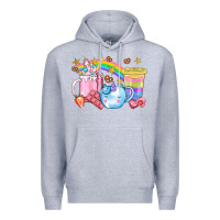Heather Grey Unicorn Coffee Cup With Star Bbs Premium Hoodie - BundleAndBundleShop