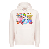 Pale Pink Unicorn Coffee Cup With Star Bbs Premium Hoodie - BundleAndBundleShop