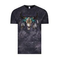 Cloud Black boho bull skull Vintage Tee - RanaPortraitStore