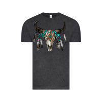 Vintage Black boho bull skull Vintage Tee - RanaPortraitStore