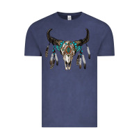 Vintage Denim boho bull skull Vintage Tee - RanaPortraitStore