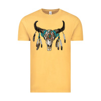 Vintage Mustard boho bull skull Vintage Tee - RanaPortraitStore
